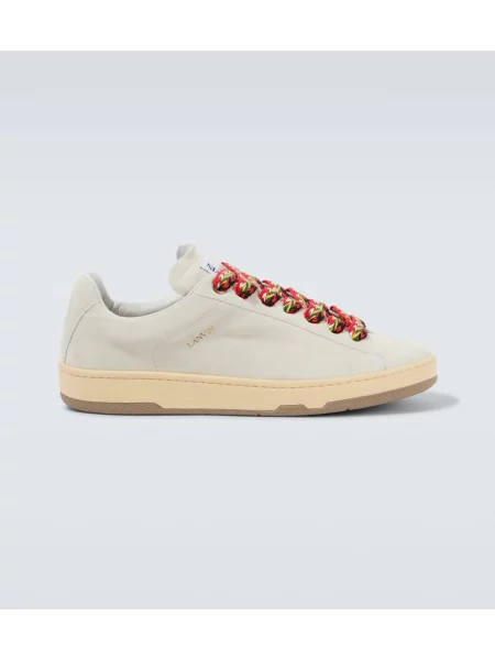 Sneakerși Lanvin din piele de căprioară alb