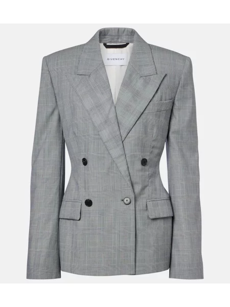 Geacă Givenchy de lână în carouri gri