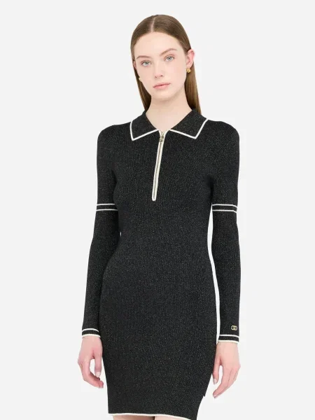 Liu Jo Sport Pletena obleka Črna bela