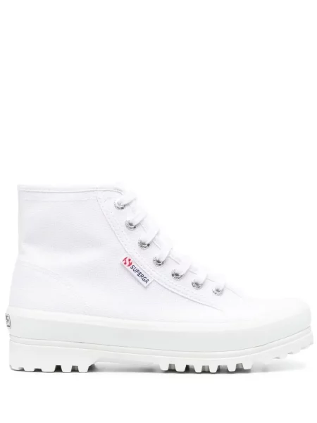 Sneakerși Superga cu șireturi din dantelă alb