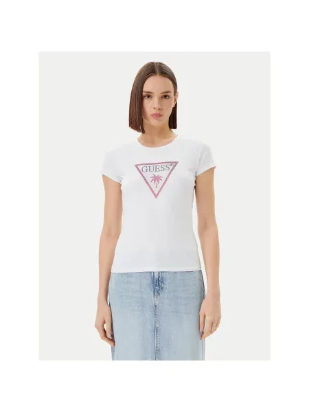 Guess Marškinėliai Slim Fit balta