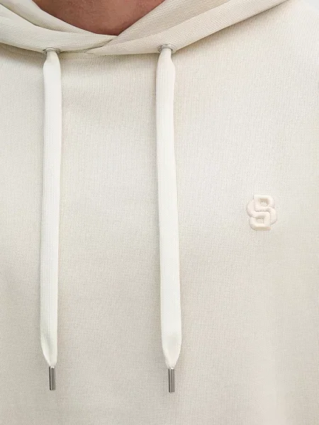 BOSS bluza z kapturem gładka beżowy