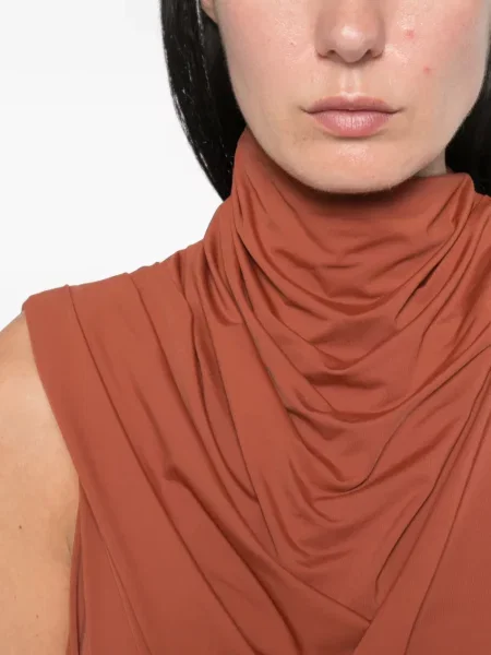 Rochie maxi De La Vali din jerseu drapată maro