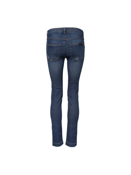 Skinny jeansy skinny Dolce And Gabbana w kwiatki niebieskie
