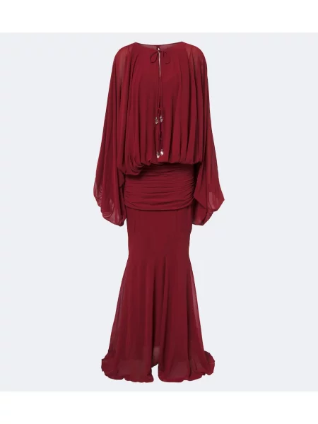 Rochie maxi De La Vali din șifon roșu