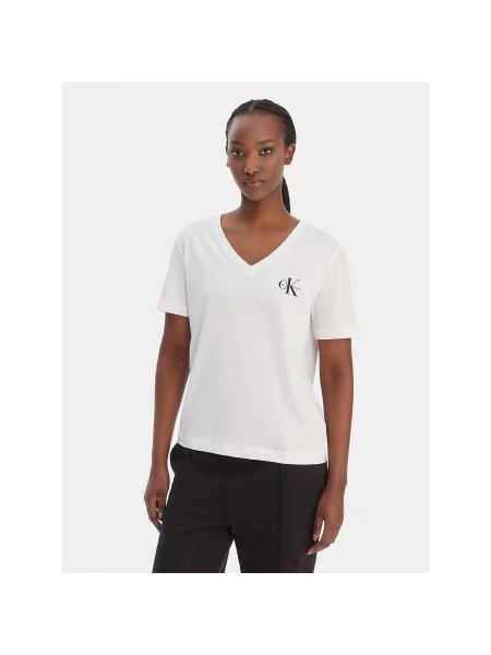 Μελανζέ τζιν πουκάμισο Calvin Klein Jeans λευκό