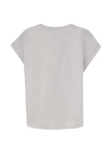 Tricou Kaos cu paiete cu model floral alb