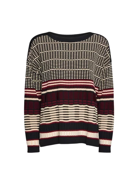 Lniany sweter Elena Miro' w paski z nadrukiem