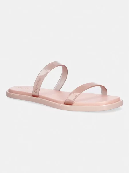 Calvin Klein női papucs JELLY SNDL DOUB BAR SHINY ST TPU rózsaszín