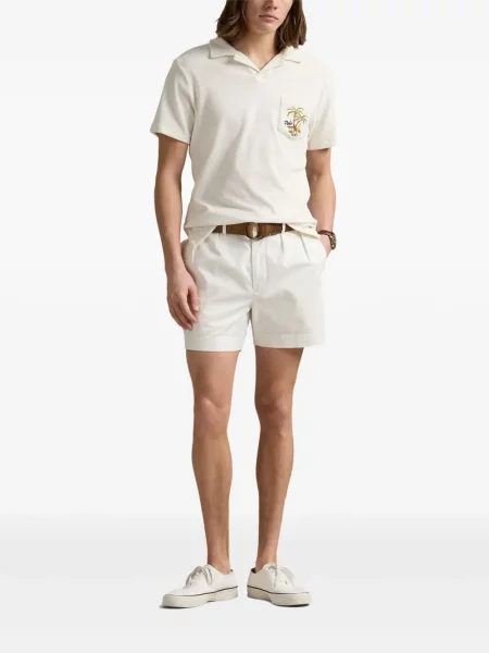 Tricou Polo Ralph Lauren din piele cu broderie în carouri maro
