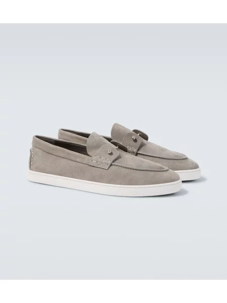 Pantofi loafer Christian Louboutin din piele gri