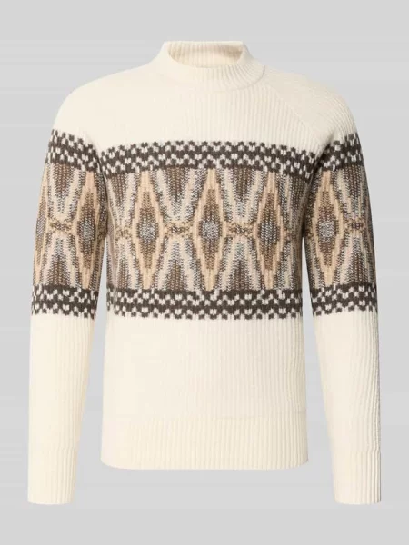Sweter z dzianiny z mieszanka wełny ze stójka Bugatti
