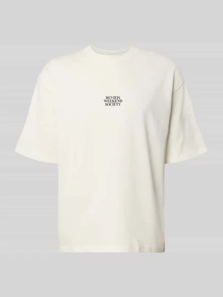 T-shirt o kroju relaxed fit z nadrukiem z logo Review biała