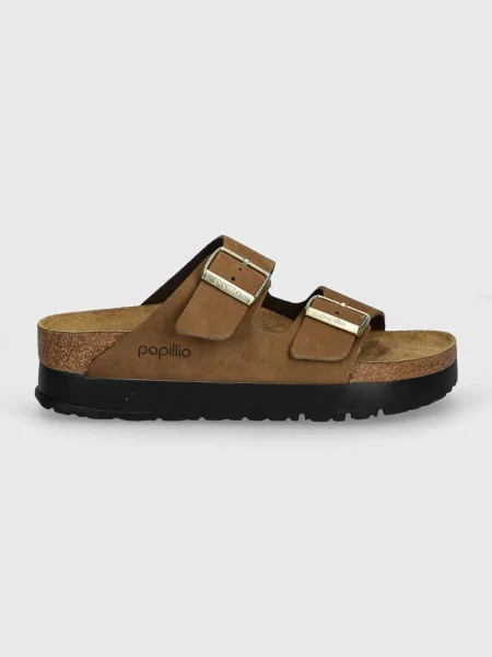 Natikači iz nubuka Birkenstock Arizona Platform Flex Birkenstock x Papillio rjava