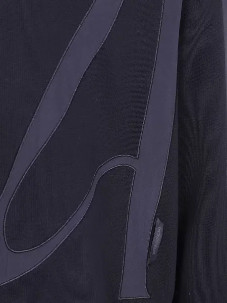 Суичър с качулка Emporio Armani бродиран от джърси черно