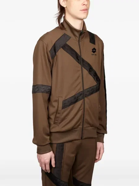 Trčanje majica s kapuljačom na patentni zatvarač Damir Doma s printom smeđa