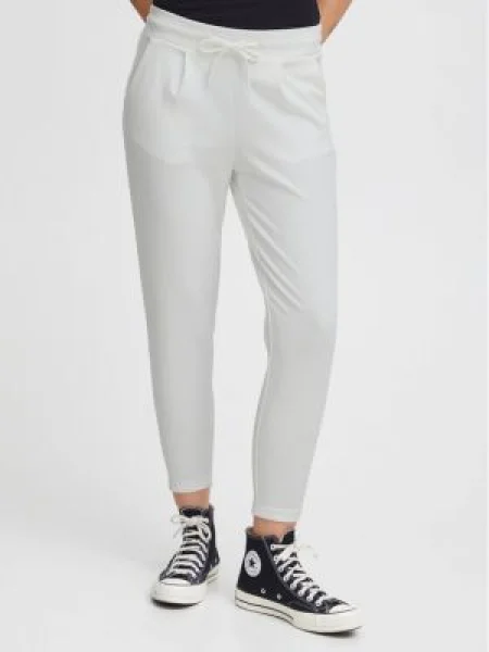 ICHI Pantaloni din Slim Fit alb