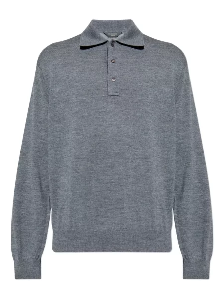 Tricou polo Balenciaga de lână gri