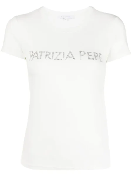 Krótka koszulka Patrizia Pepe z krótkim rękawem biała