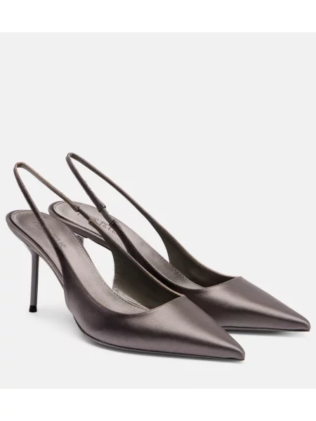 Satenaste salonarji Paris Texas z odprtimi petami siva