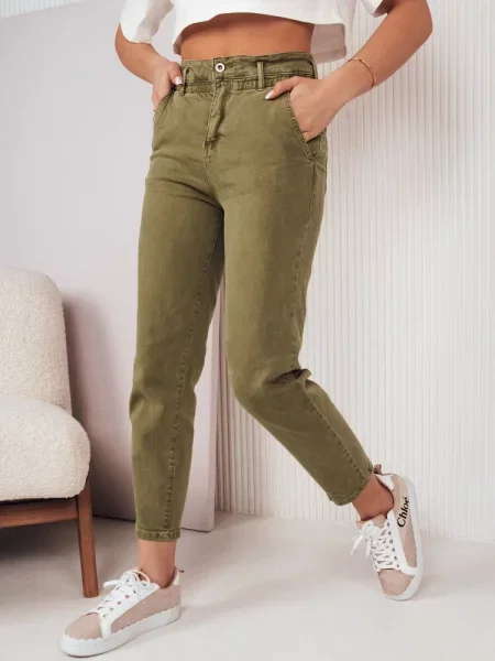 Spodnie mom fit FINN Dstreet zielone