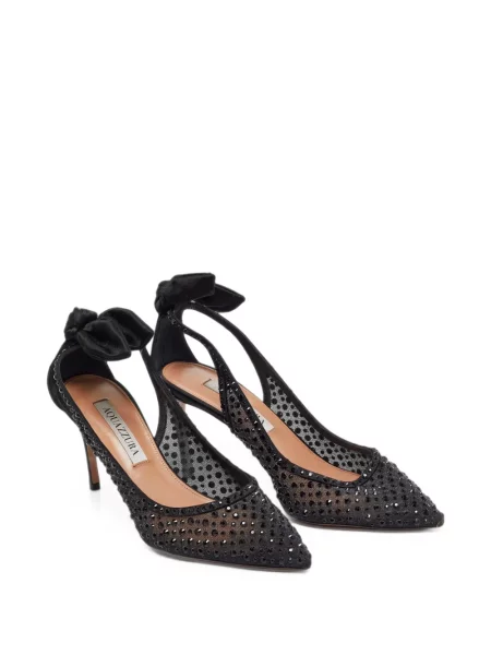 Pantofi cu toc Aquazzura cu funde cu legături negru