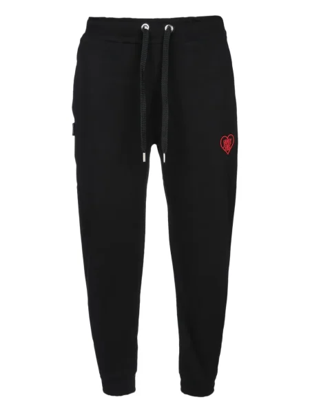 Kalhoty Family First s výšivkou se srdcovým vzorem černé