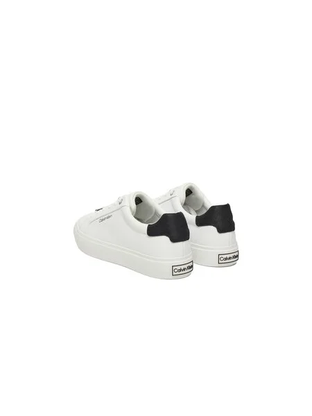 Calvin Klein Sneakersy Vulc Lace Up Lth/Moire Bt biela
