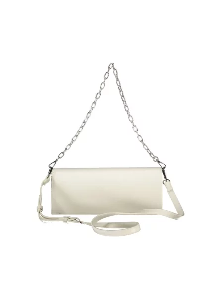 Lniana torebka na łańcuszku Valentino Bags biała