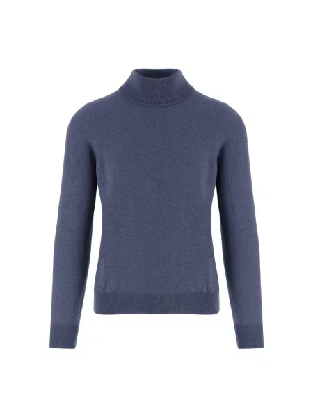 Sweter z golfem Tagliatore wełniany niebieski