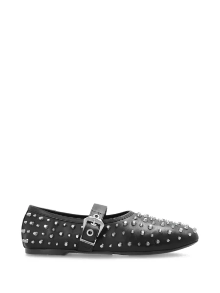 Balerini Allsaints din piele cu cataramă cu tepi negru
