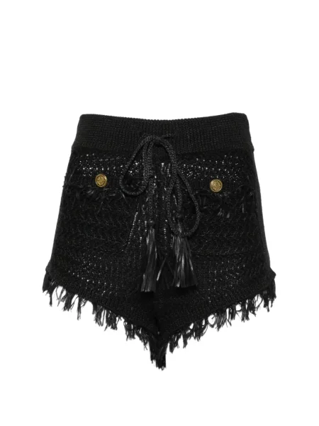 Szorty Mes Demoiselles z frędzli czarne