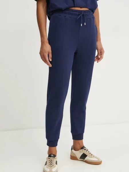 Bombažen spodnji del trenirke Pinko mornarsko modra