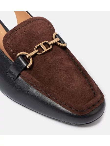 Pantofi cu toc Tod's din piele slingback negru