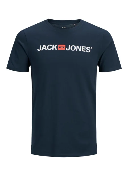 JACK & JONES Tricou Essentials albastru închis / portocaliu alb