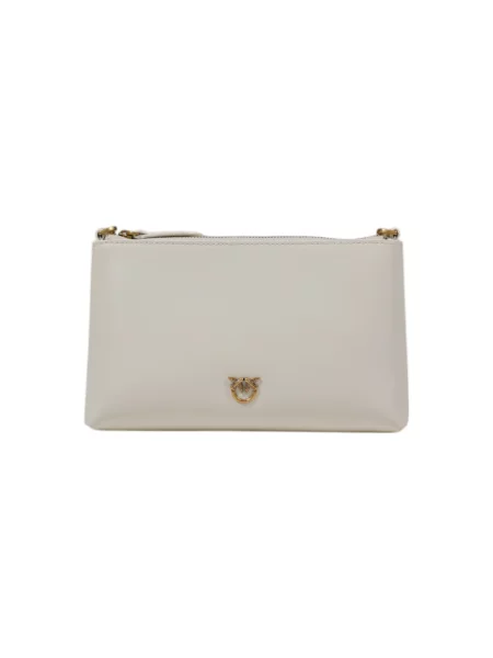 Pinko kopertówka skórzana beżowy biała