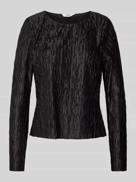 Bluzka o kroju slim fit z fakturowanym wzorem model ‘Azuria’ Mbym czarna