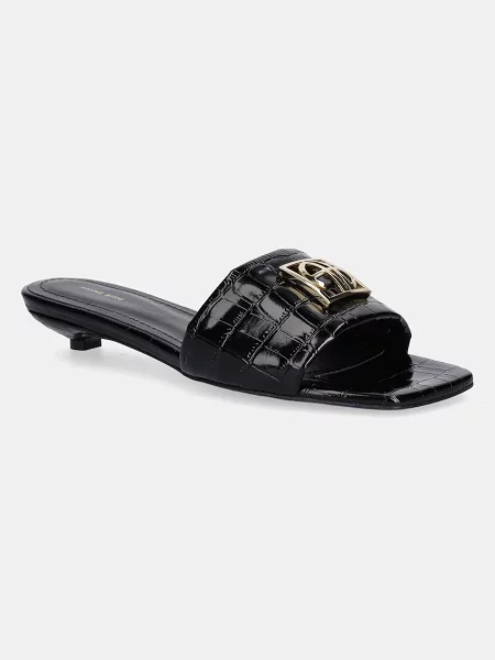 Anine Bing șlapi de piele Ria Sandals Monogram femei mic negru