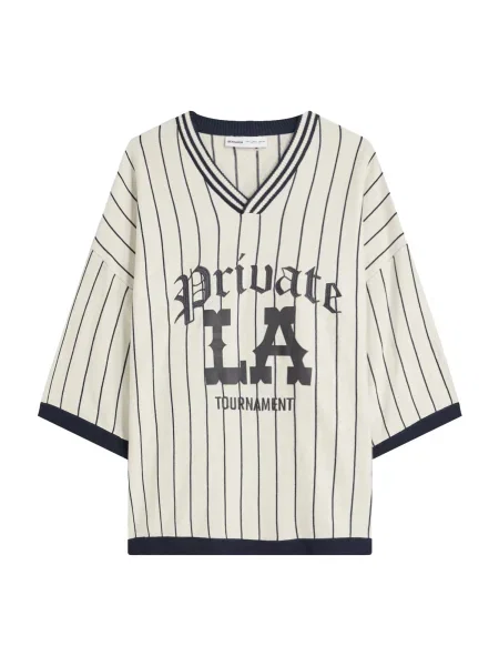 Bershka Majica temno siva / črna / off-bela bela