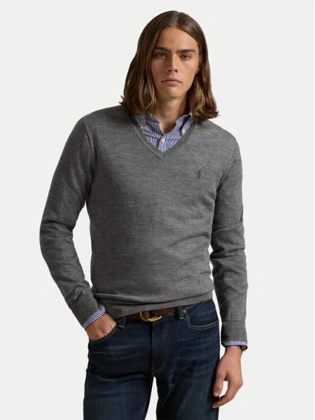 Polo Ralph Lauren sveter pánsky vlnený sivá