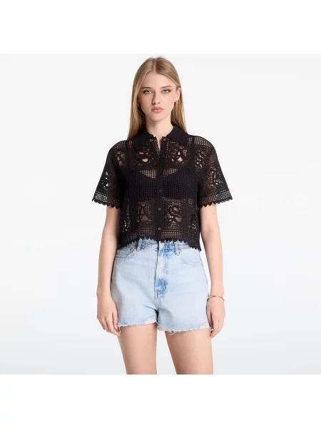 Tričko AllSaints Kyra Polo Tee Black L černé