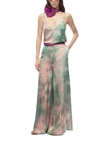 Pantaloni Pinko din satin cu gradient verde
