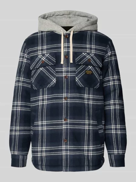 Kurtka koszulowa o kroju regular fit z na piersi Superdry granatowa