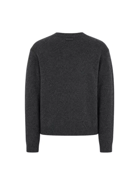 Sweter Moschino wełniany z przetarciami szary