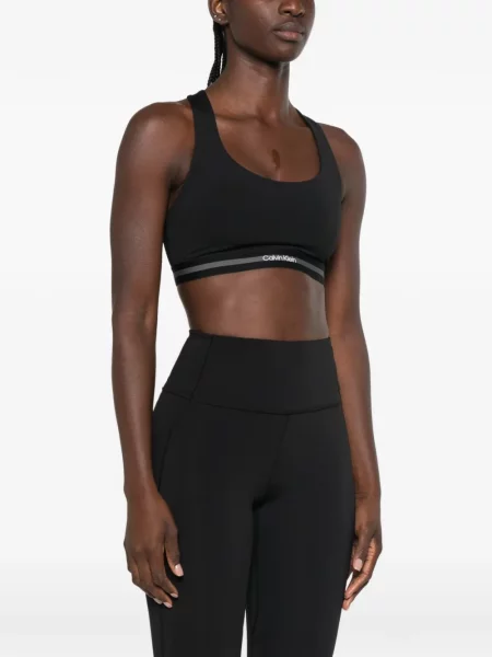 Αθλητικό σουτιέν Calvin Klein με αυτόγραφο μαύρο