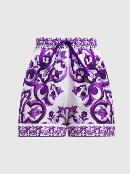 Шорти із шовку в принт Dolce&gabbana білі