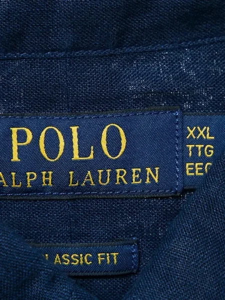 Lněná batikovaná košile Polo Ralph Lauren s oděrkami modrá