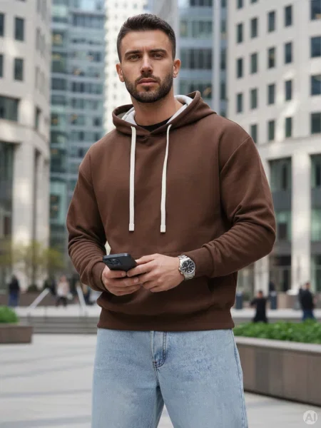 Bluza z kapturem kangurka Dstreet brązowa