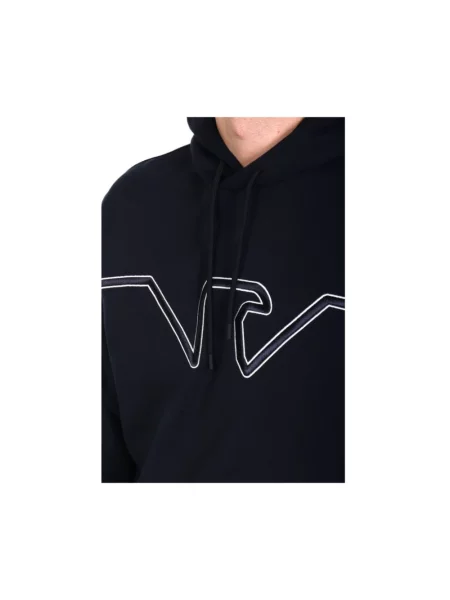 Bluza z kapturem Emporio Armani z kapturem z dżerseju z logo niebieska