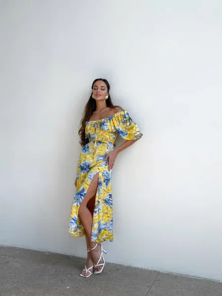 Сукня міді Milirud шовк жовтий